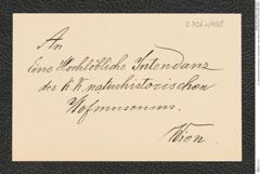k.k. naturhistorisches Hofmuseum, Intendanzakten 1885-1896 (Hauer), Aktenzahl Z.726.a/1889, Seite 1